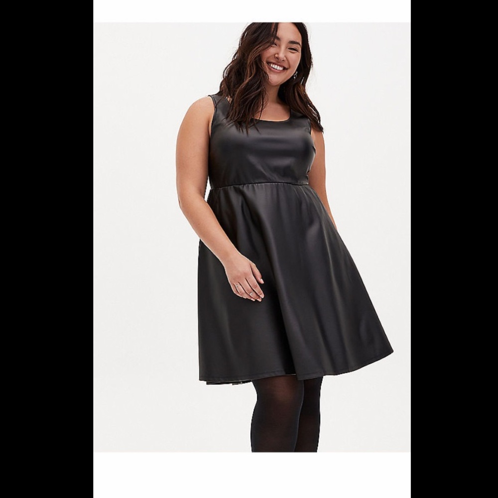 Faux Leather Skater Dress